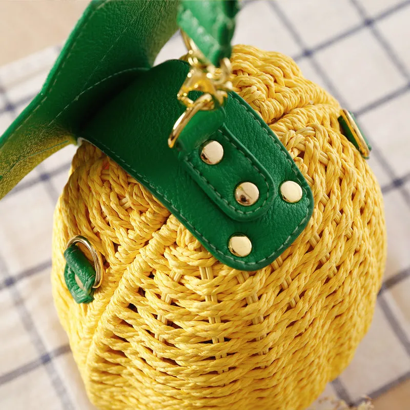 Summer Pastoral Pineapple Holiday Rattan Weave Bags
