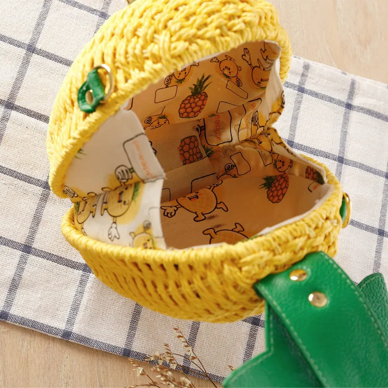 Summer Pastoral Pineapple Holiday Rattan Weave Bags
