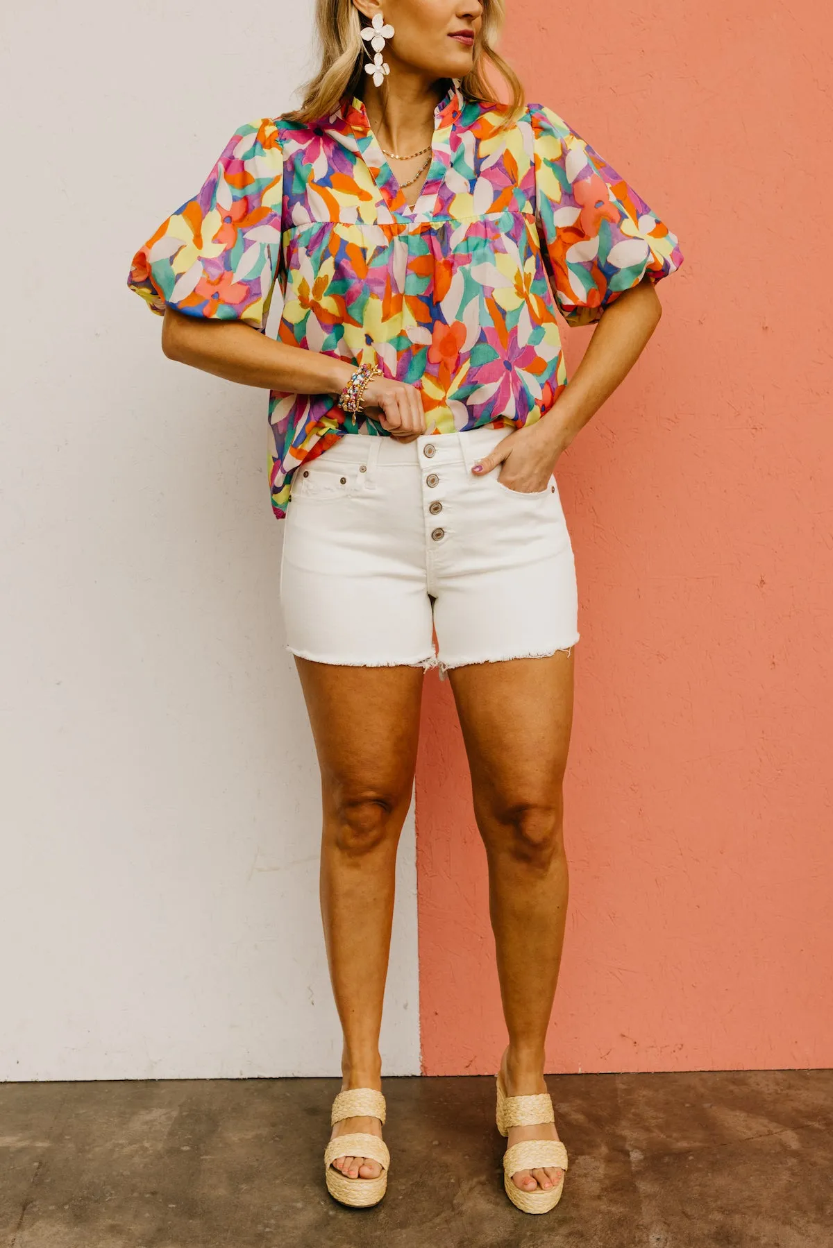 The Holly Frayed Hem Stretch Denim Shorts