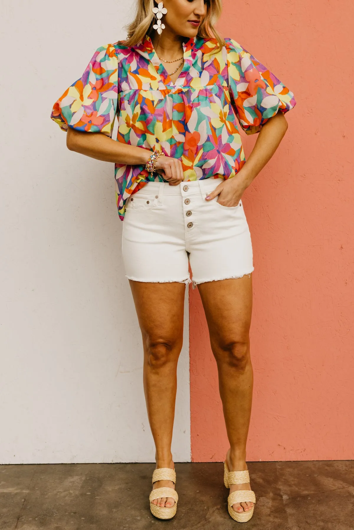 The Holly Frayed Hem Stretch Denim Shorts