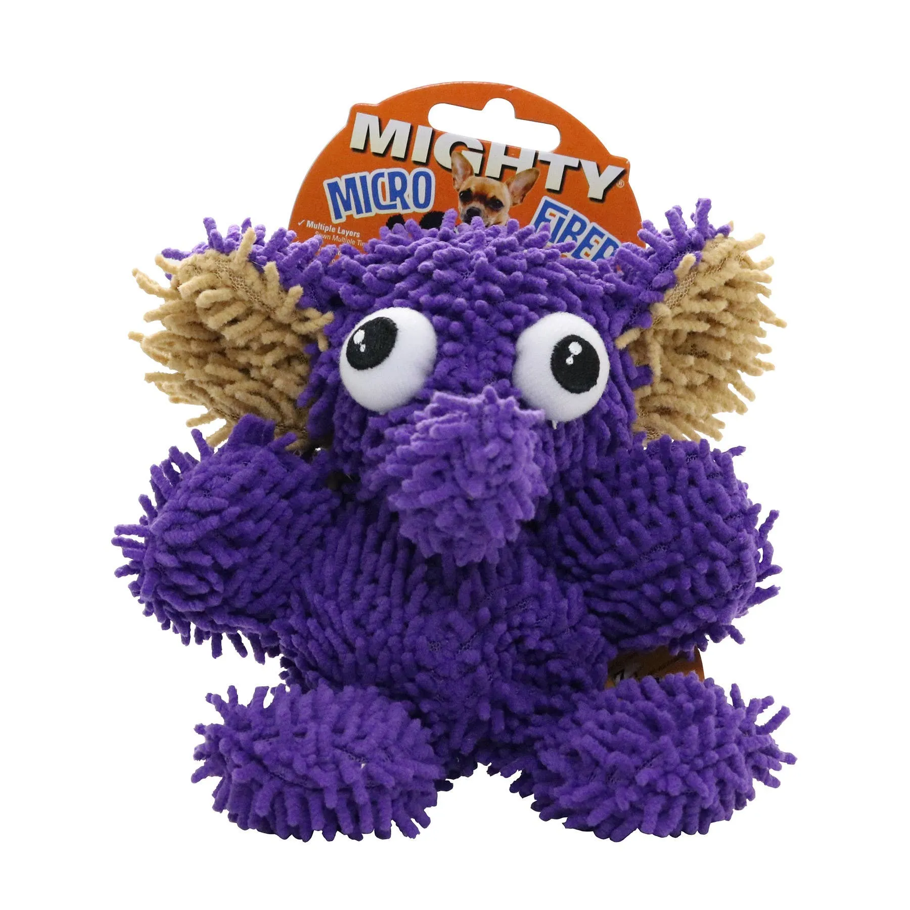 Tuffy Dog Toys - VIP Products - Mighty Jr Microfiber Ball Elephant, Durable, Squeaky Dog Toy