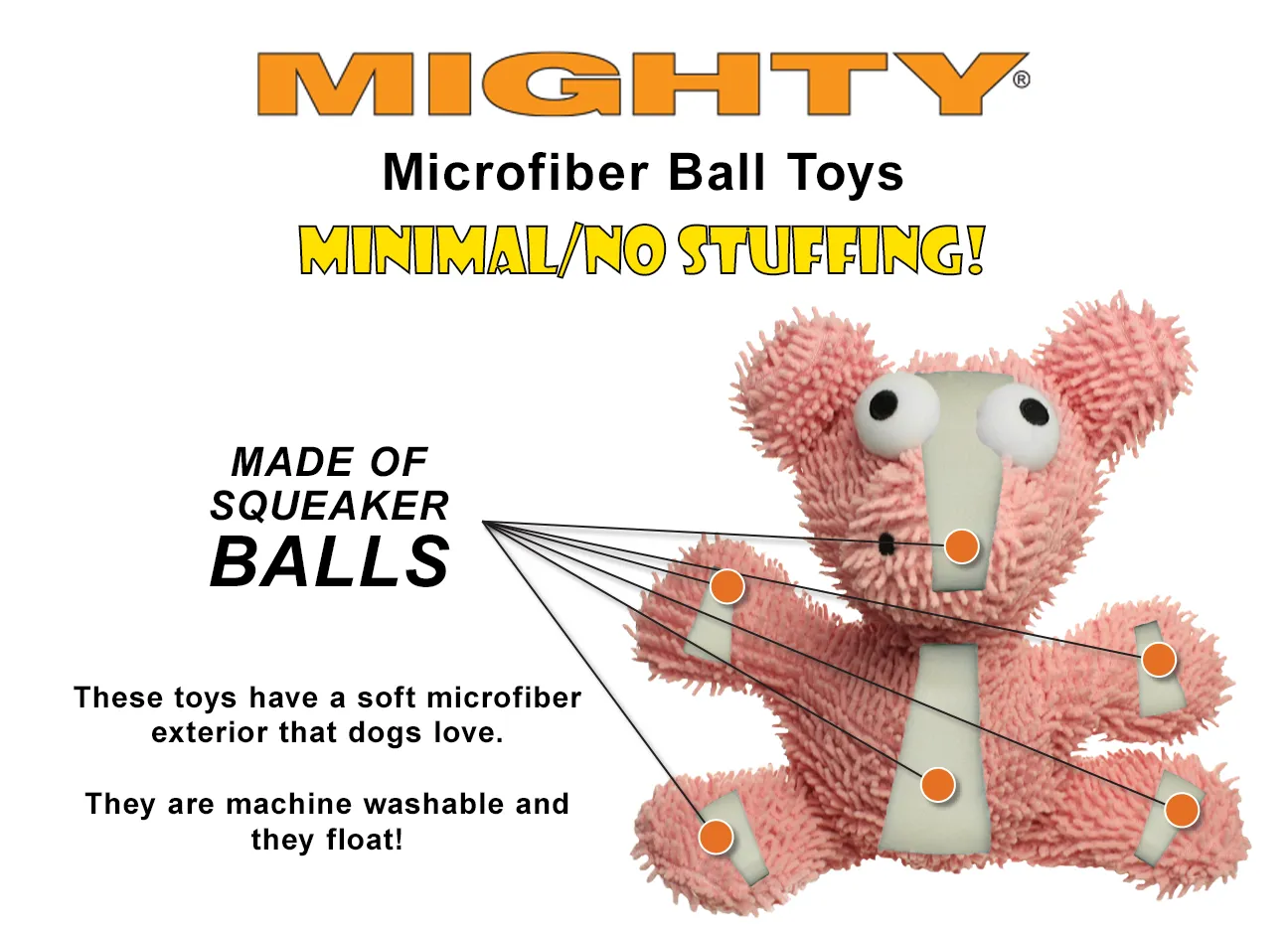 Tuffy Dog Toys - VIP Products - Mighty Microfiber Ball Med Monster, Durable, Squeaky Dog Toy