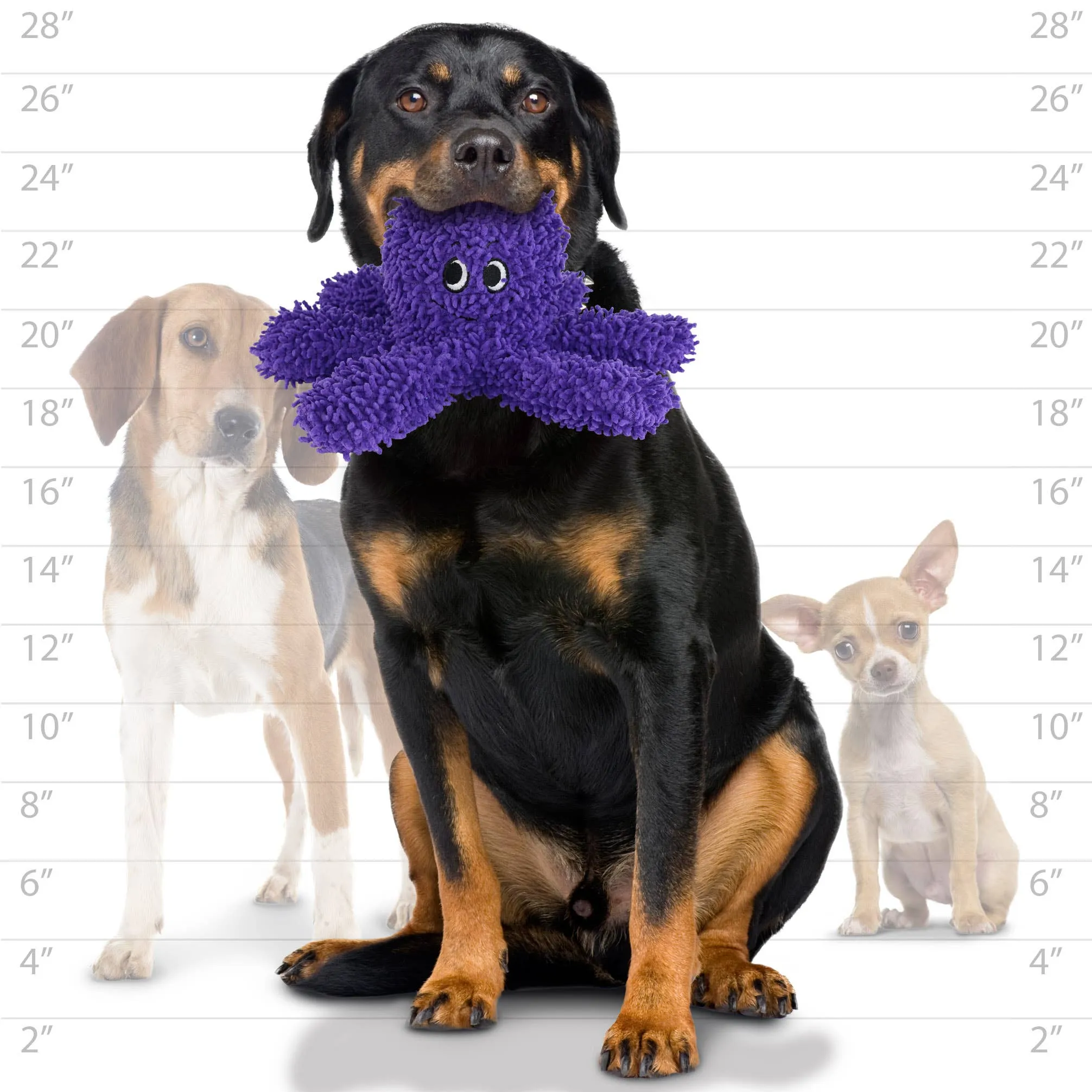 Tuffy Dog Toys - VIP Products - Mighty Microfiber Ball Med Octopus Purple, Squeaky Dog Toy