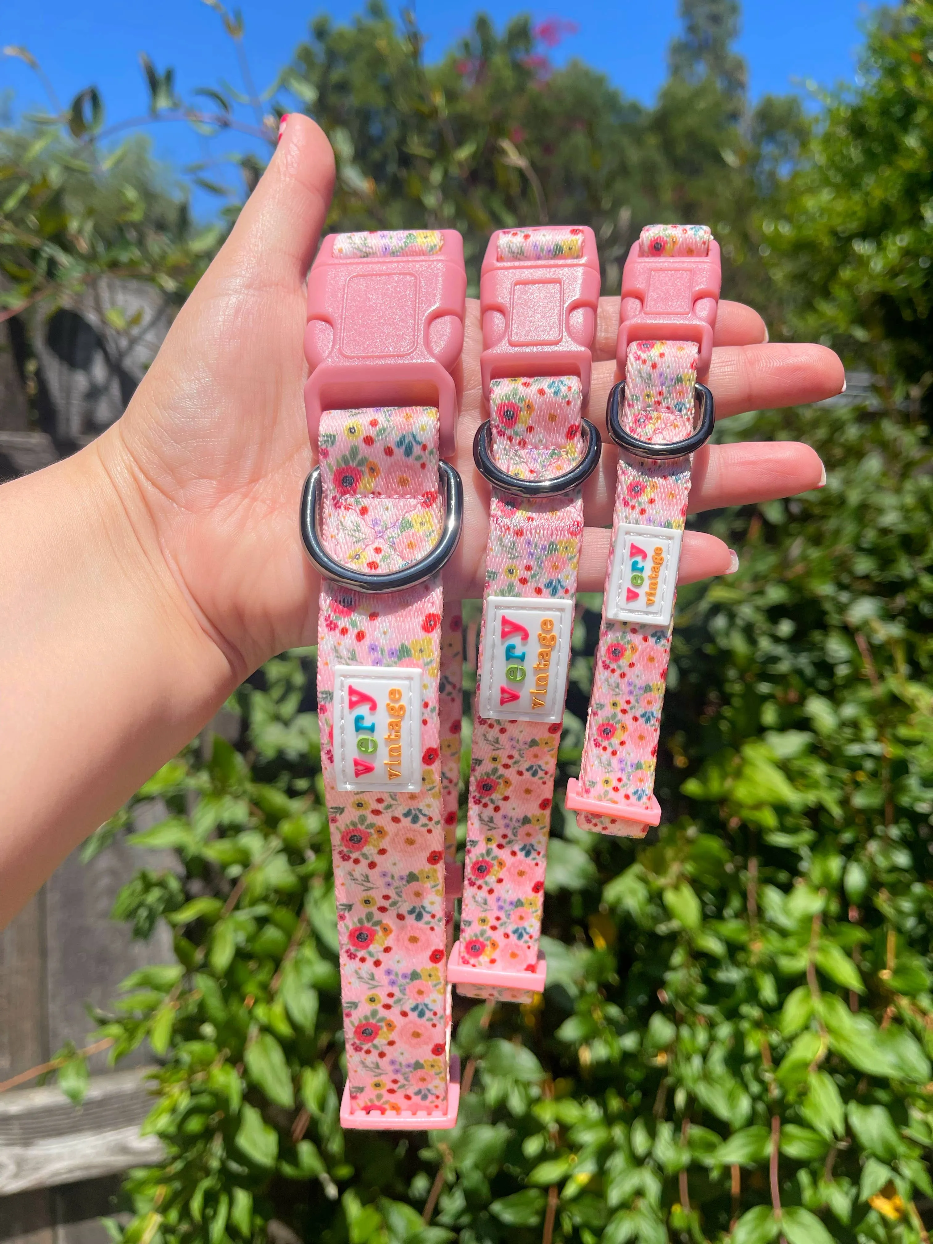 Very Vintage Designs - Garden Party - Pink Floral Flowers Recycled Collar & Leash