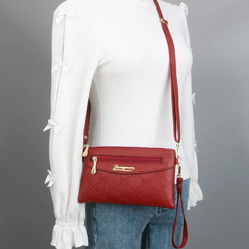 Women's Fashion Embossed Soft Material Mobile Bags