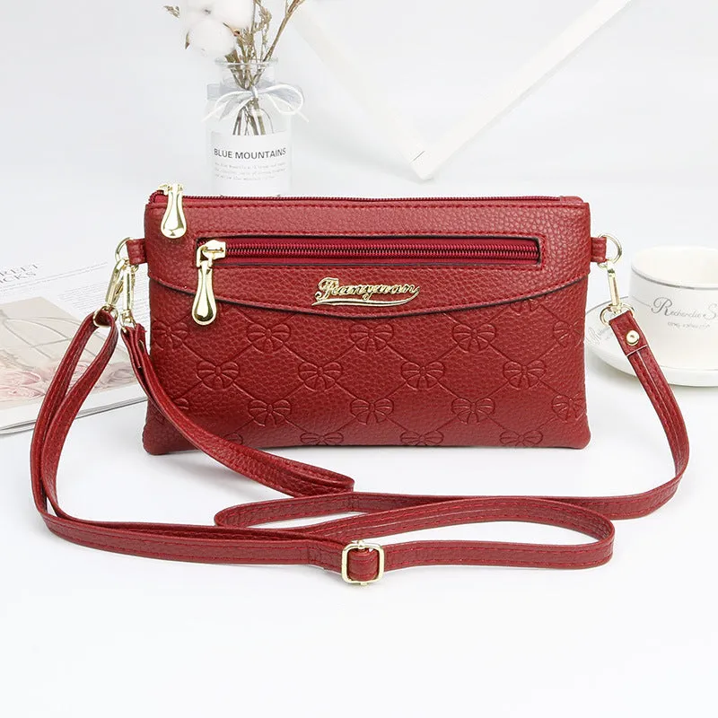 Women's Fashion Embossed Soft Material Mobile Bags