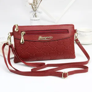 Women's Fashion Embossed Soft Material Mobile Bags