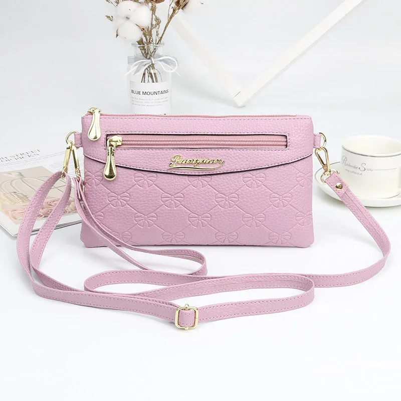 Women's Fashion Embossed Soft Material Mobile Bags