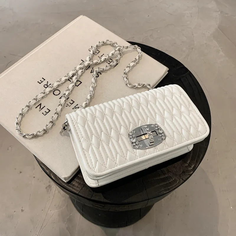 Women's Korean Style Pleated Chain Embroidery Thread Bags