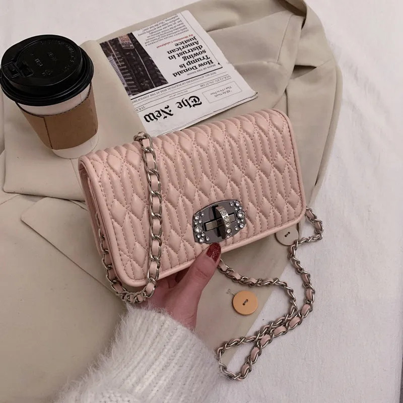 Women's Korean Style Pleated Chain Embroidery Thread Bags