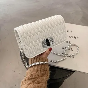 Women's Korean Style Pleated Chain Embroidery Thread Bags
