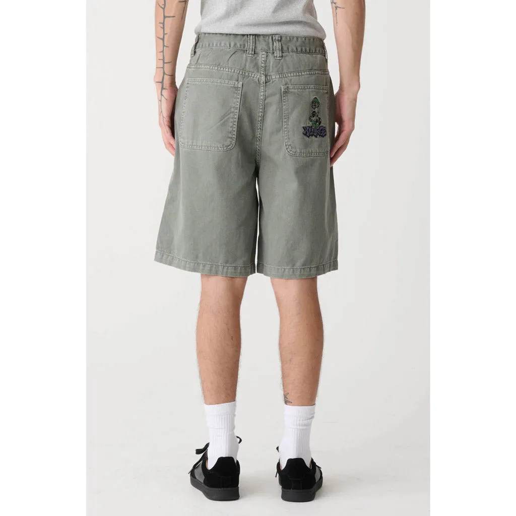 XLARGE PEACE MAN BULL DENIM SHORT - OLIVE GREY