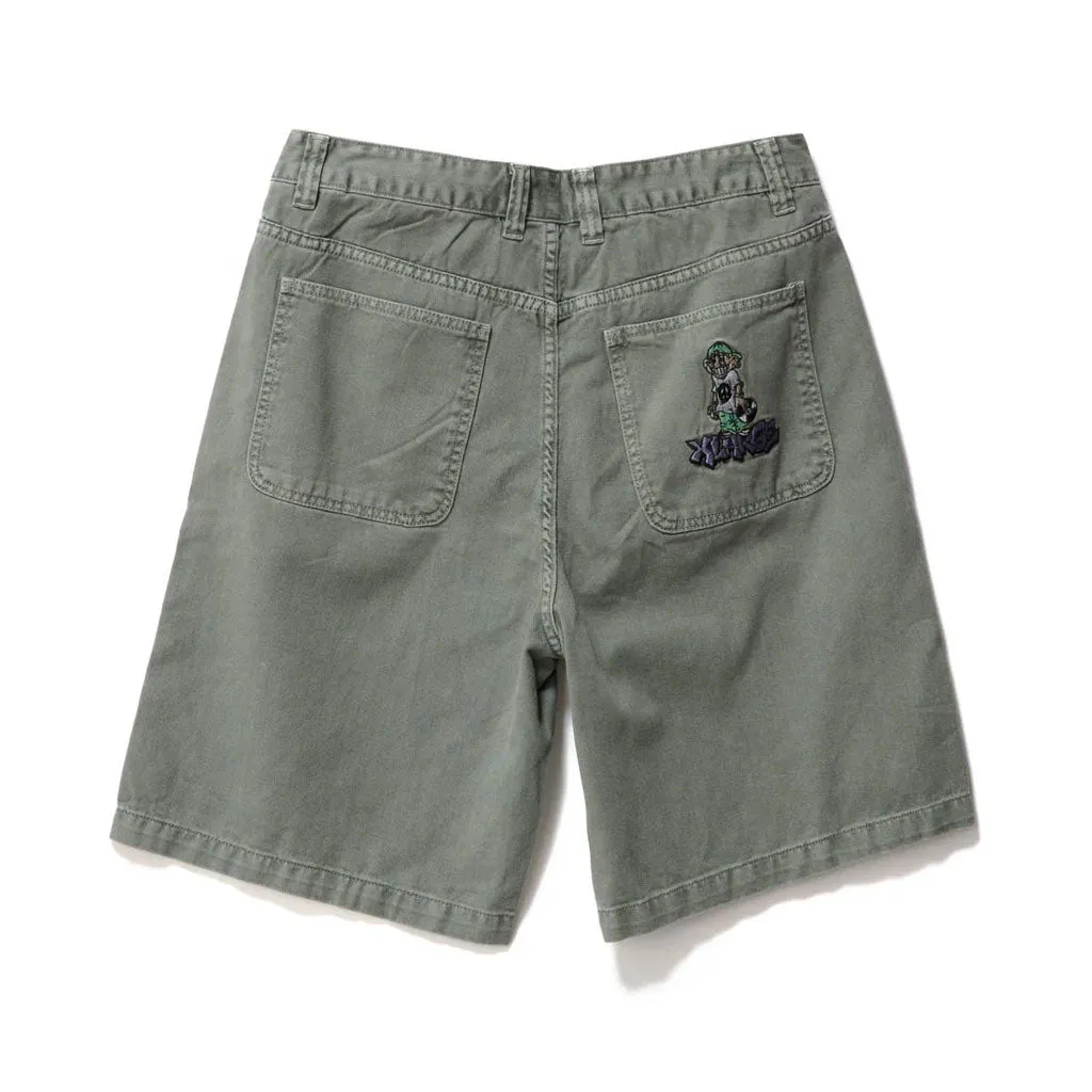 XLARGE PEACE MAN BULL DENIM SHORT - OLIVE GREY